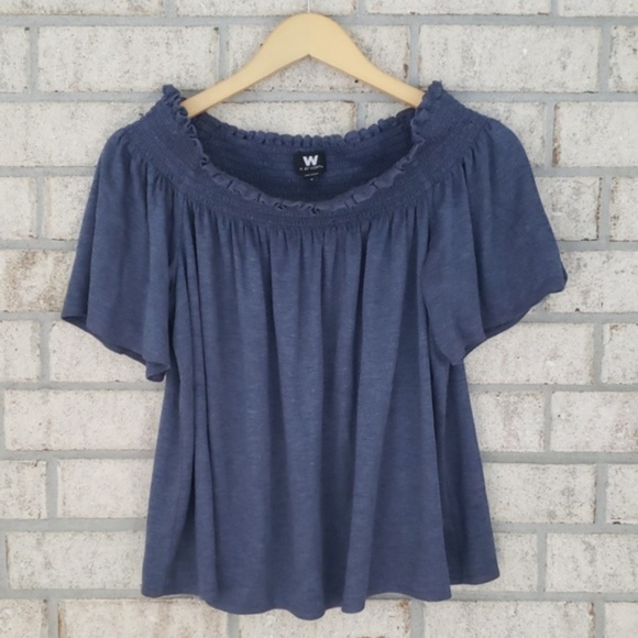 W by Worth Tops - W by Worth Navy top | Off the shoulder